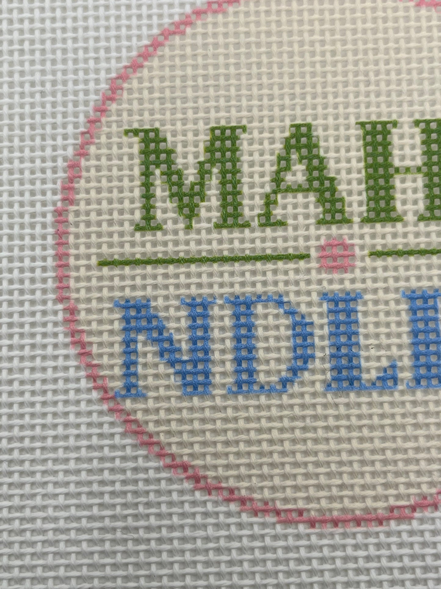 MAHJ NDLPT (Green and Blue) - 13 mesh - 7 x 7 - Needlepoint Canvas