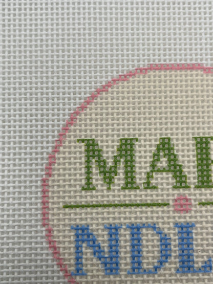 MAHJ NDLPT (Green and Blue) - 13 mesh - 7 x 7 - Needlepoint Canvas
