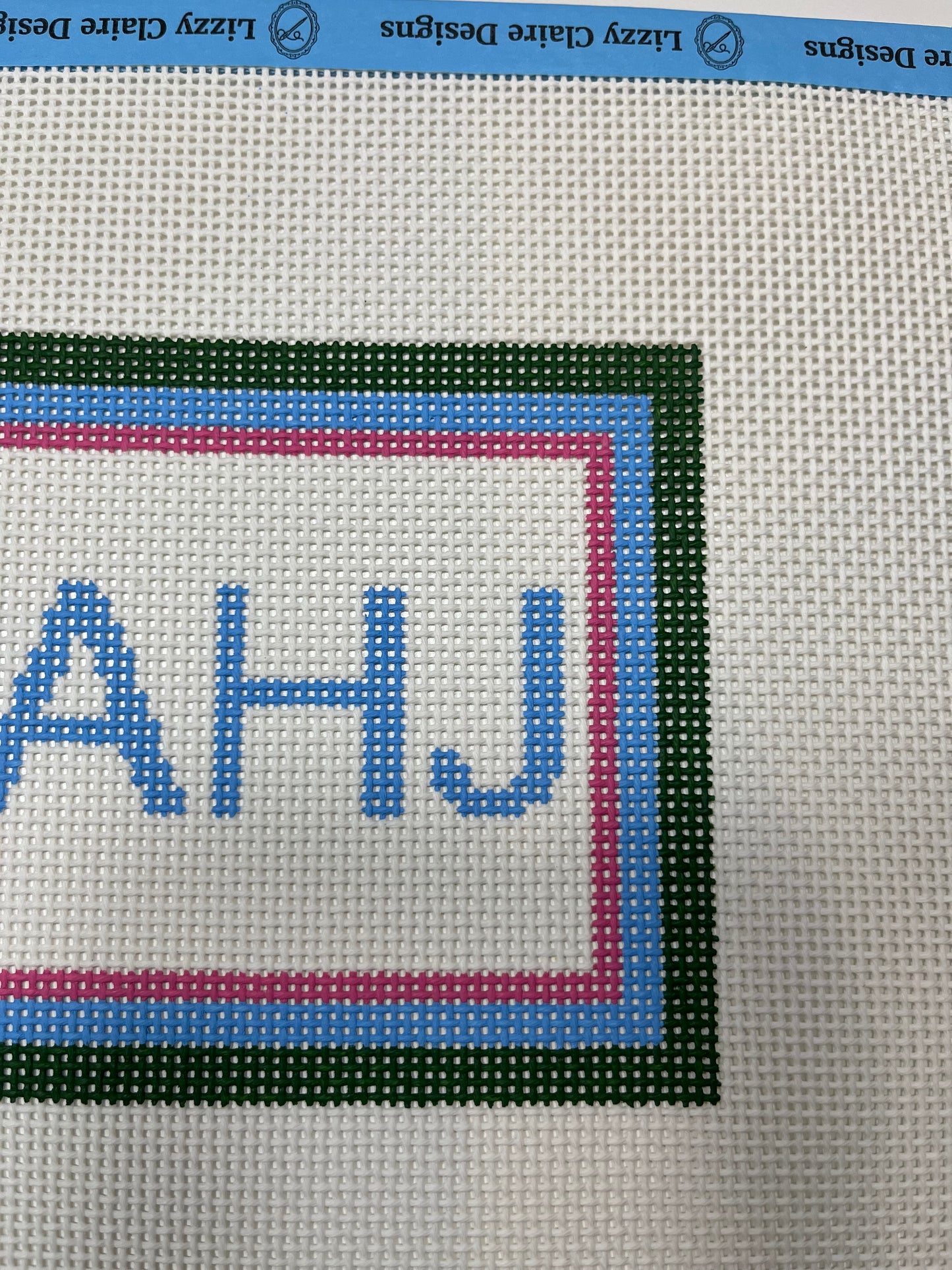 MAHJ (Painted) - 13 mesh - 10.5 x 8.5 - Needlepoint Canvas