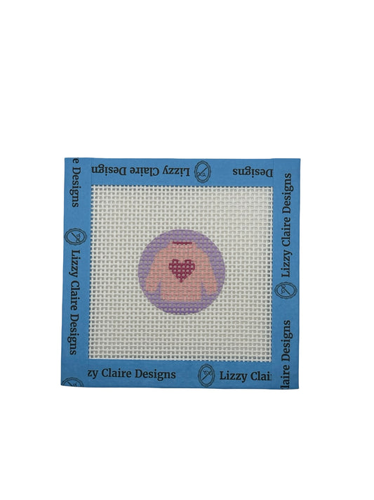 Mini Pink Sweater - 13 mesh - 4 x 4 - Needlepoint Canvas