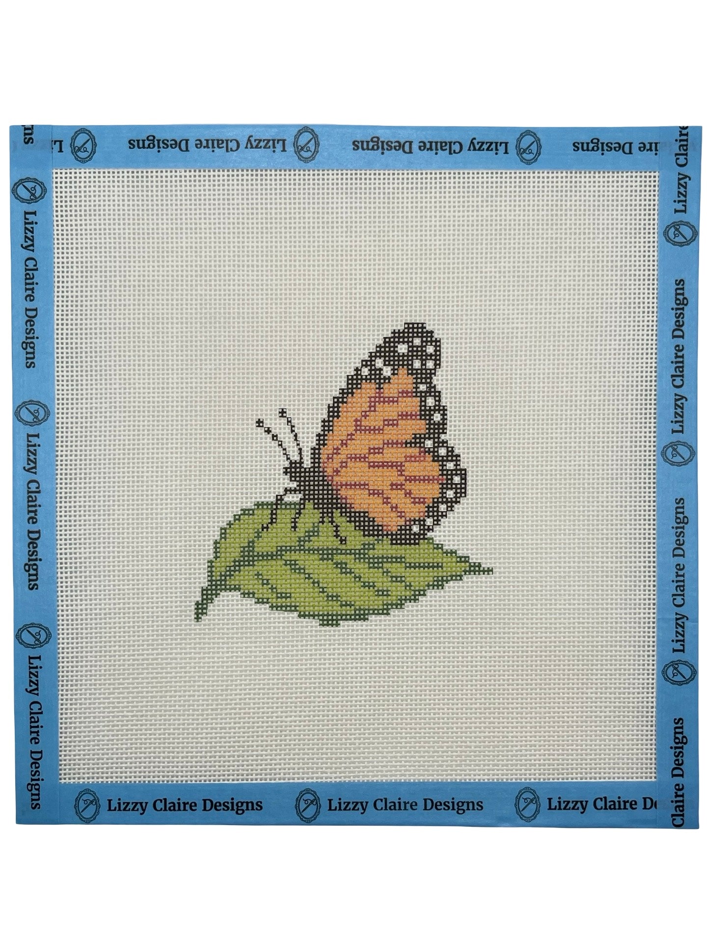 Monarch on a Leaf - 18 mesh - 8 x 8 - Needlepoint Canvas
