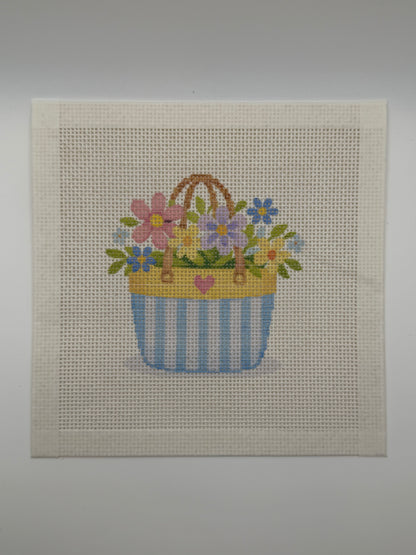 Mother's Day Basket - 13 mesh - 7 x 7 - Needlepoint Canvas