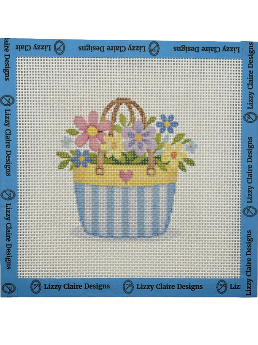 Mother's Day Basket - 13 mesh - 7 x 7 - Needlepoint Canvas