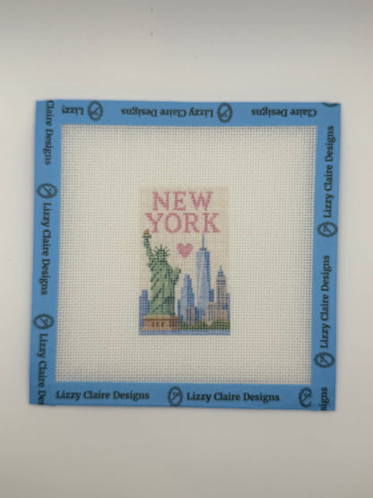 New York - Luggage Tag Sized - 18 Mesh - 6 x 6 - Needlepoint Canvas