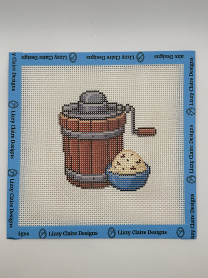Old Fashioned Ice Cream Maker - 13 mesh - 7 x 7 - Needlepoint Canvas