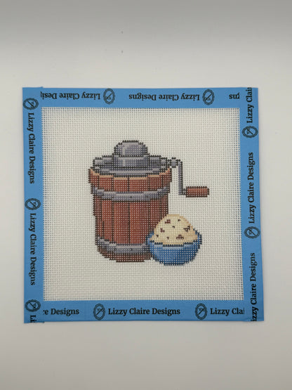 Old Fashioned Ice Cream Maker - 18 mesh - 6 x 6 - Needlepoint Canvas