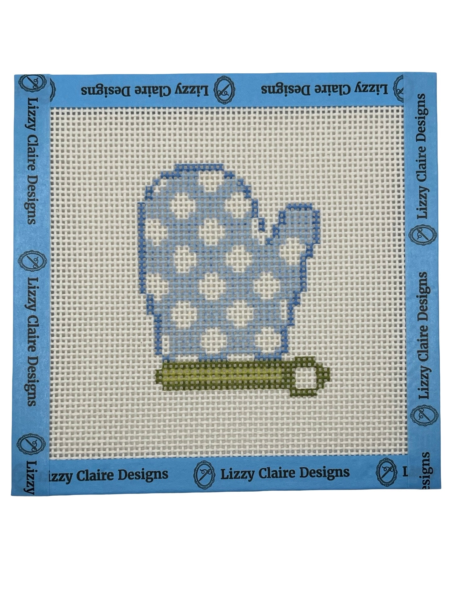 Blue Oven Mitt - 13 mesh - 6 x 6 - Needlepoint Canvas