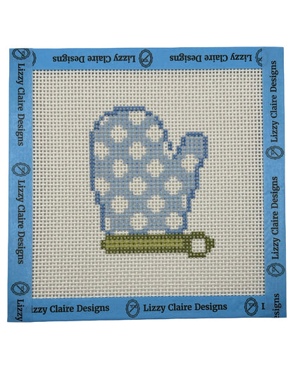 Blue Oven Mitt - 13 mesh - 6 x 6 - Needlepoint Canvas