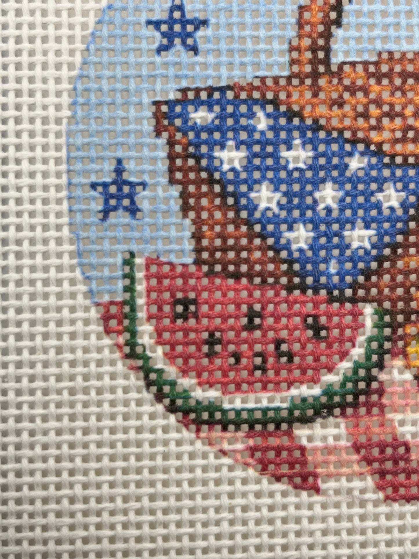 Patriotic Picnic - 13 mesh - 6 x 6 - Needlepoint Canvas