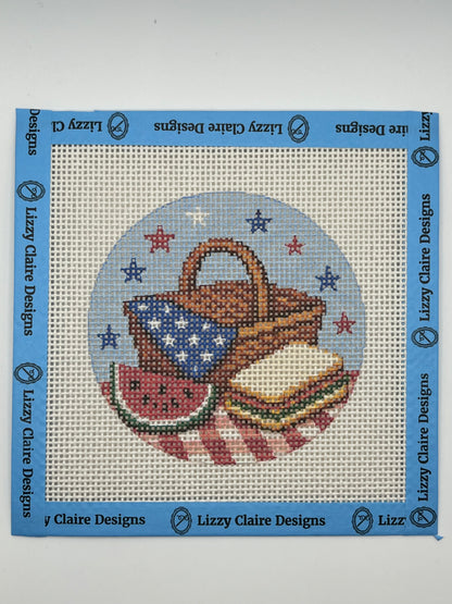 Patriotic Picnic - 13 mesh - 6 x 6 - Needlepoint Canvas