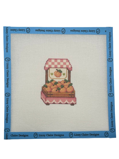 Peach Stand - Farmer's Market Collection - 18 mesh - 8 x 8 - Needlepoint Canvas