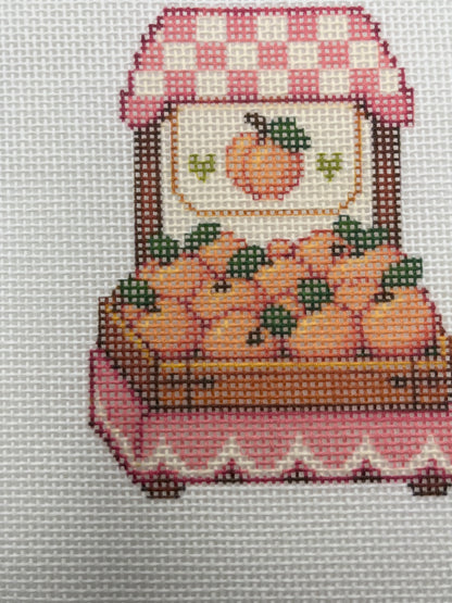 Peach Stand - Farmer's Market Collection - 18 mesh - 8 x 8 - Needlepoint Canvas