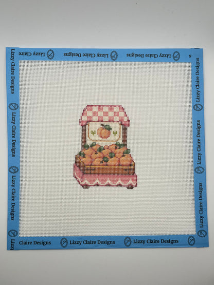 Peach Stand - Farmer's Market Collection - 18 mesh - 8 x 8 - Needlepoint Canvas