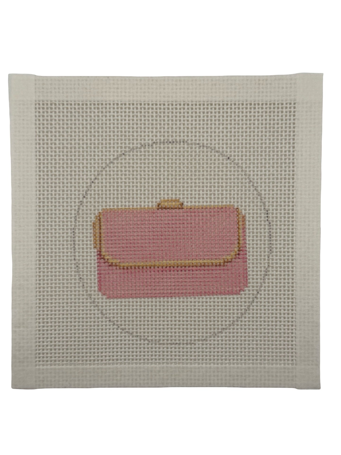 Pink Clutch Purse - 13 mesh - 4 inch Round - 6 x 6 - Needlepoint Canvas