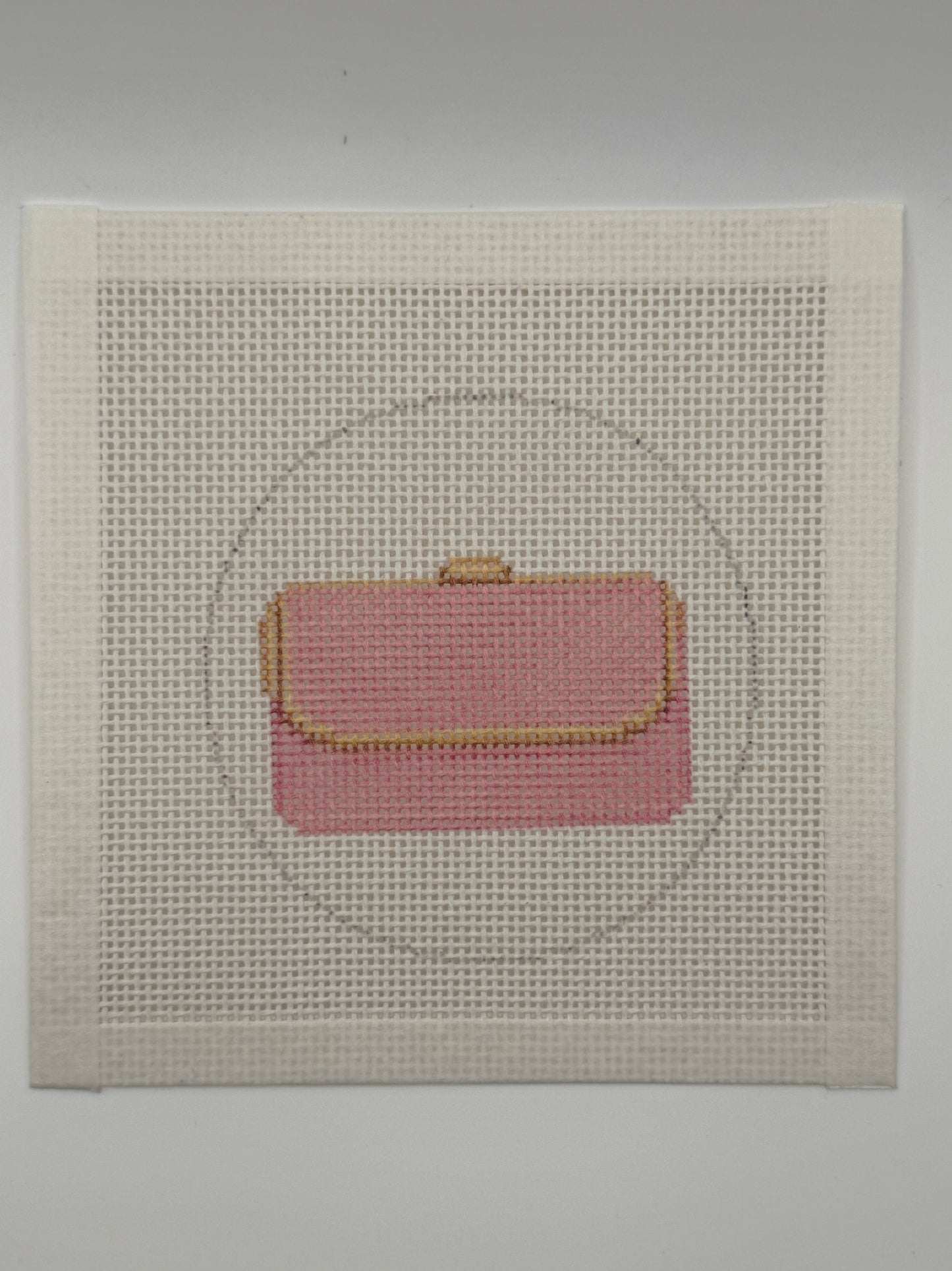 Pink Clutch Purse - 13 mesh - 4 inch Round - 6 x 6 - Needlepoint Canvas