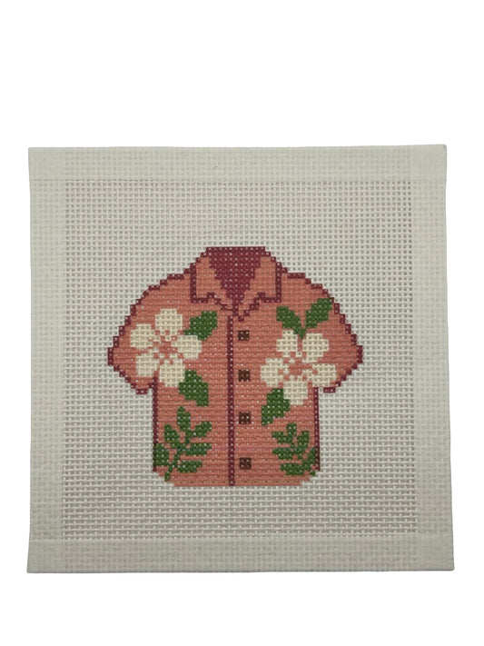 Pink Hawaiian Shirt - 13 mesh - 6 x 6 - Needlepoint Canvas