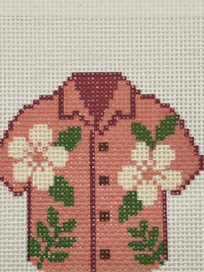 Pink Hawaiian Shirt - 13 mesh - 6 x 6 - Needlepoint Canvas