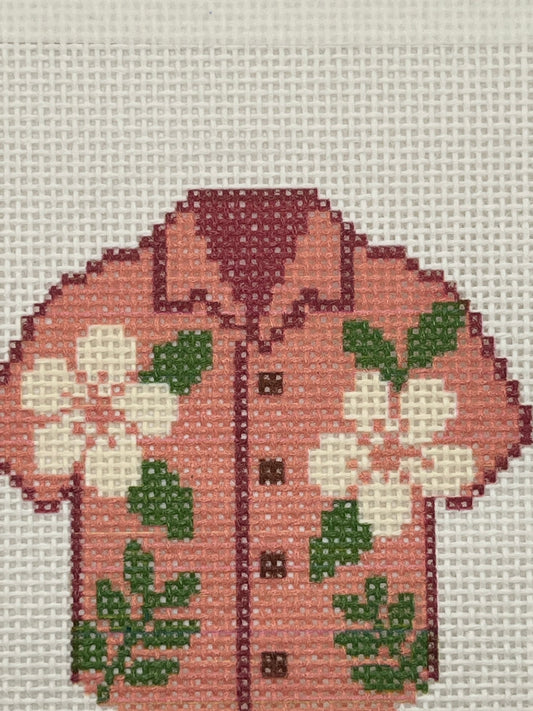 Pink Hawaiian Shirt - 13 mesh - 6 x 6 - Needlepoint Canvas