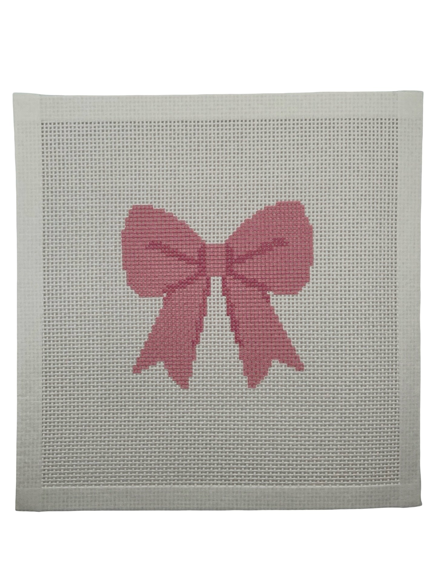 Pink Simple Bow - 13 mesh - 8 x 8 -  Needlepoint Canvas