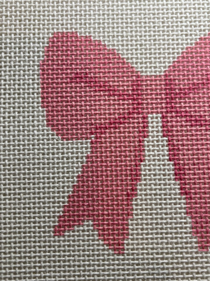 Pink Simple Bow - 13 mesh - 8 x 8 -  Needlepoint Canvas