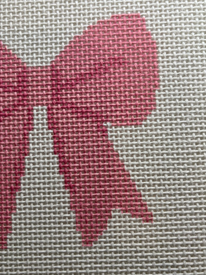 Pink Simple Bow - 13 mesh - 8 x 8 -  Needlepoint Canvas