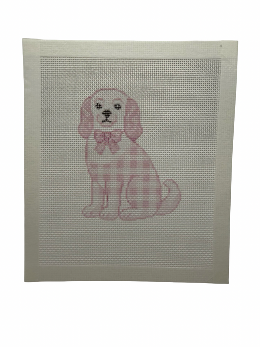 Pink Staffordshire Dog Needlepoint Canvas