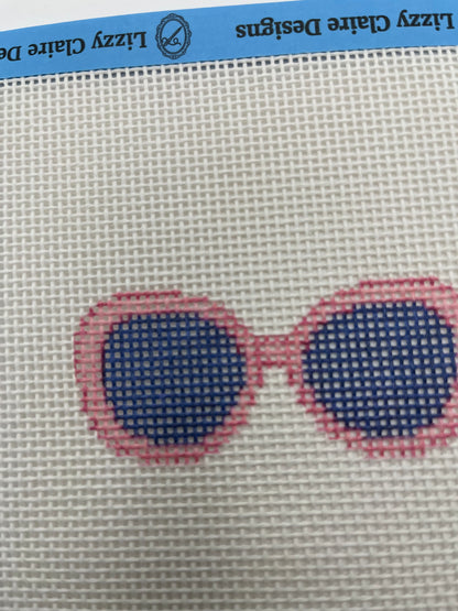 Pink Sunglasses - 13 mesh - 4 inch Round - 6 x 6 - Needlepoint Canvas