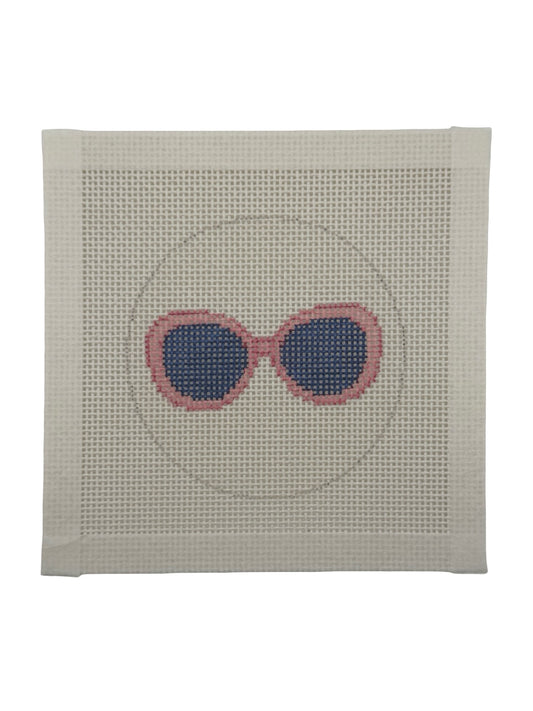 Pink Sunglasses - 13 mesh - 4 inch Round - 6 x 6 - Needlepoint Canvas