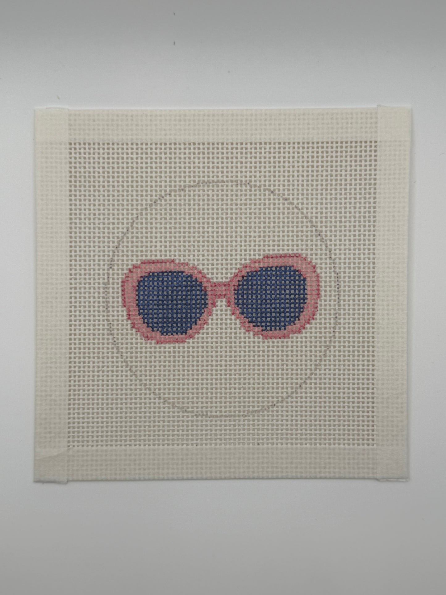 Pink Sunglasses - 13 mesh - 4 inch Round - 6 x 6 - Needlepoint Canvas