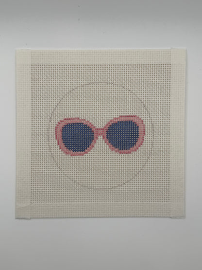 Pink Sunglasses - 13 mesh - 4 inch Round - 6 x 6 - Needlepoint Canvas