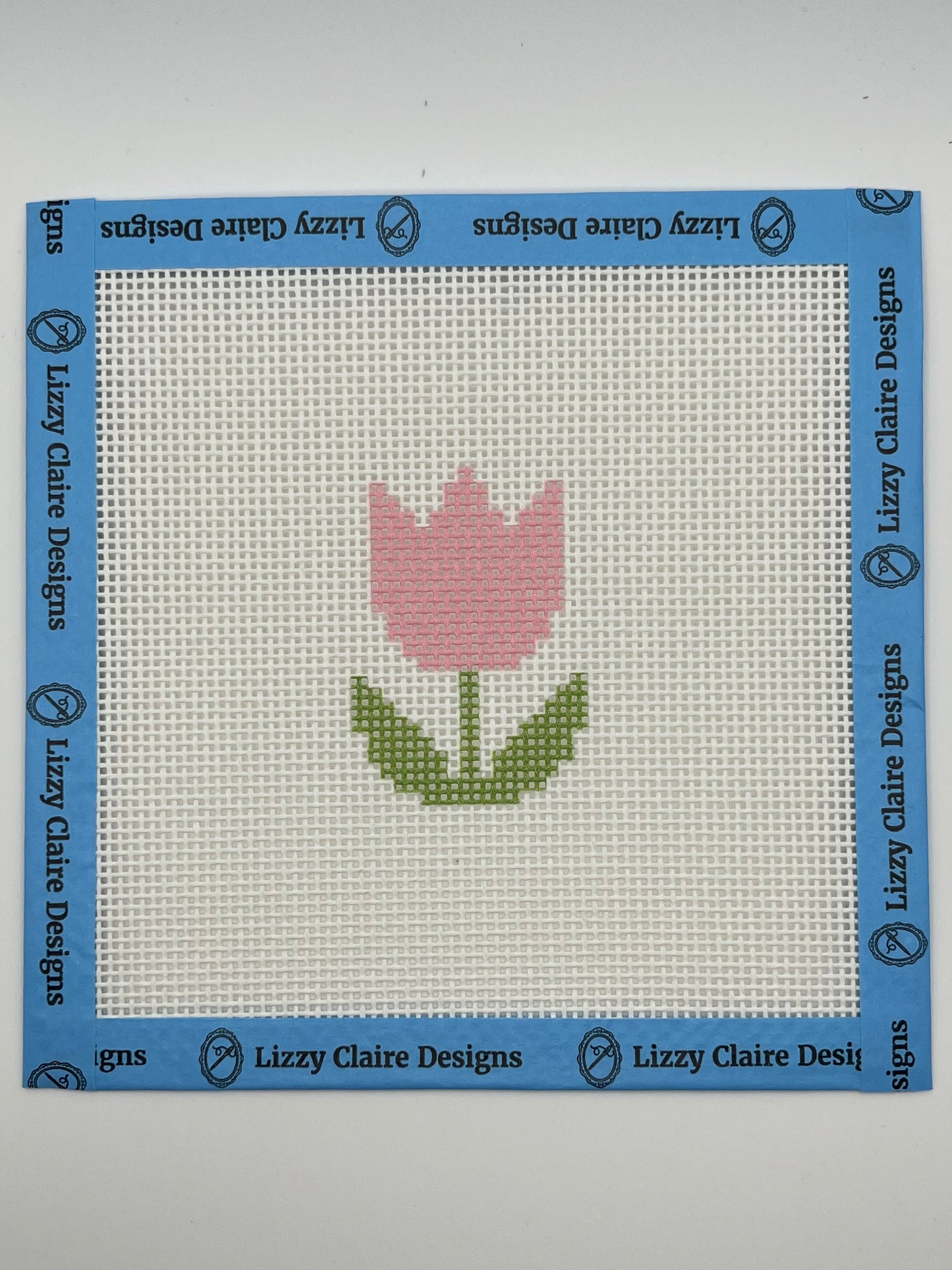 Pink Tulip- Beginner Kit - 13 mesh - 6 x 6 - Needlepoint Canvas