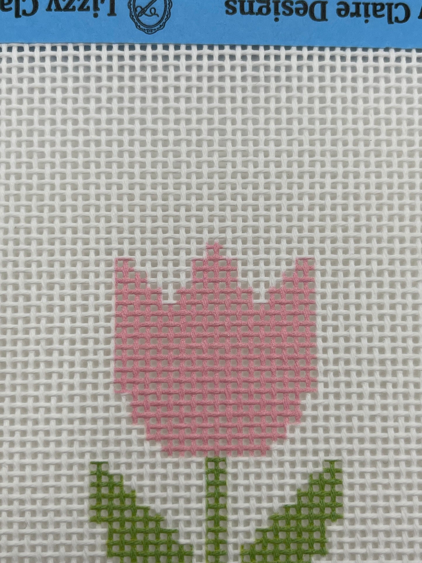 Pink Tulip- Beginner Kit - 13 mesh - 6 x 6 - Needlepoint Canvas