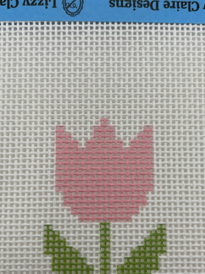 Pink Tulip- Beginner Kit - 13 mesh - 6 x 6 - Needlepoint Canvas