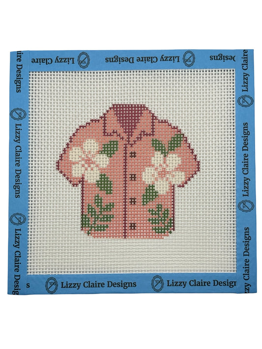 Pink Hawaiian Shirt - 13 mesh - 6 x 6 - Needlepoint Canvas