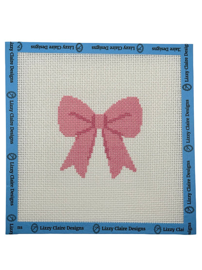 Pink Simple Bow - 13 mesh - 8 x 8 -  Needlepoint Canvas