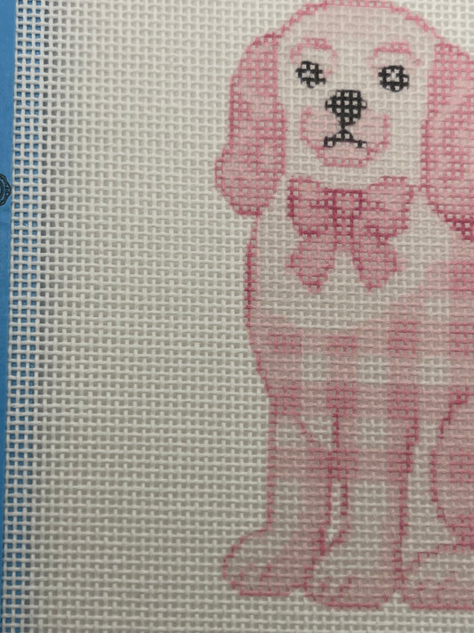 Pink Staffordshire Dog Needlepoint Canvas