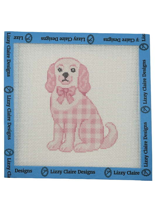 Pink Staffordshire Dog Needlepoint Canvas