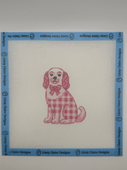 Pink Staffordshire Dog - 18 mesh - 8 x 8 - Needlepoint Canvas