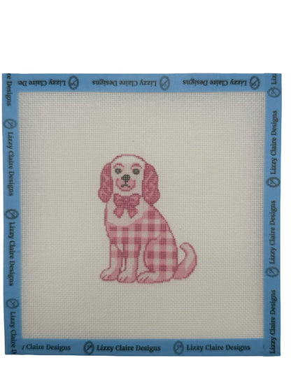 Pink Staffordshire Dog - 18 mesh - 8 x 8 - Needlepoint Canvas