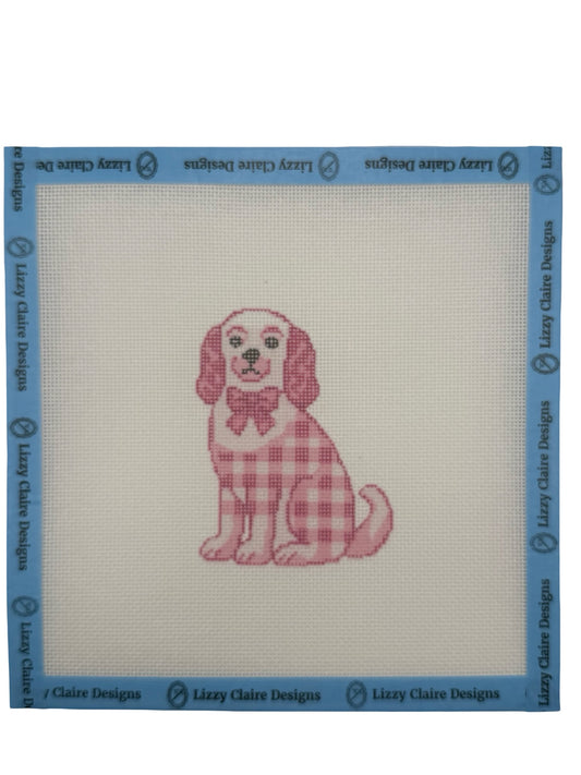 Pink Staffordshire Dog - 18 mesh - 8 x 8 - Needlepoint Canvas