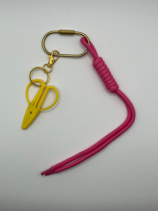 Pink Bag Charm with Yellow Scissors