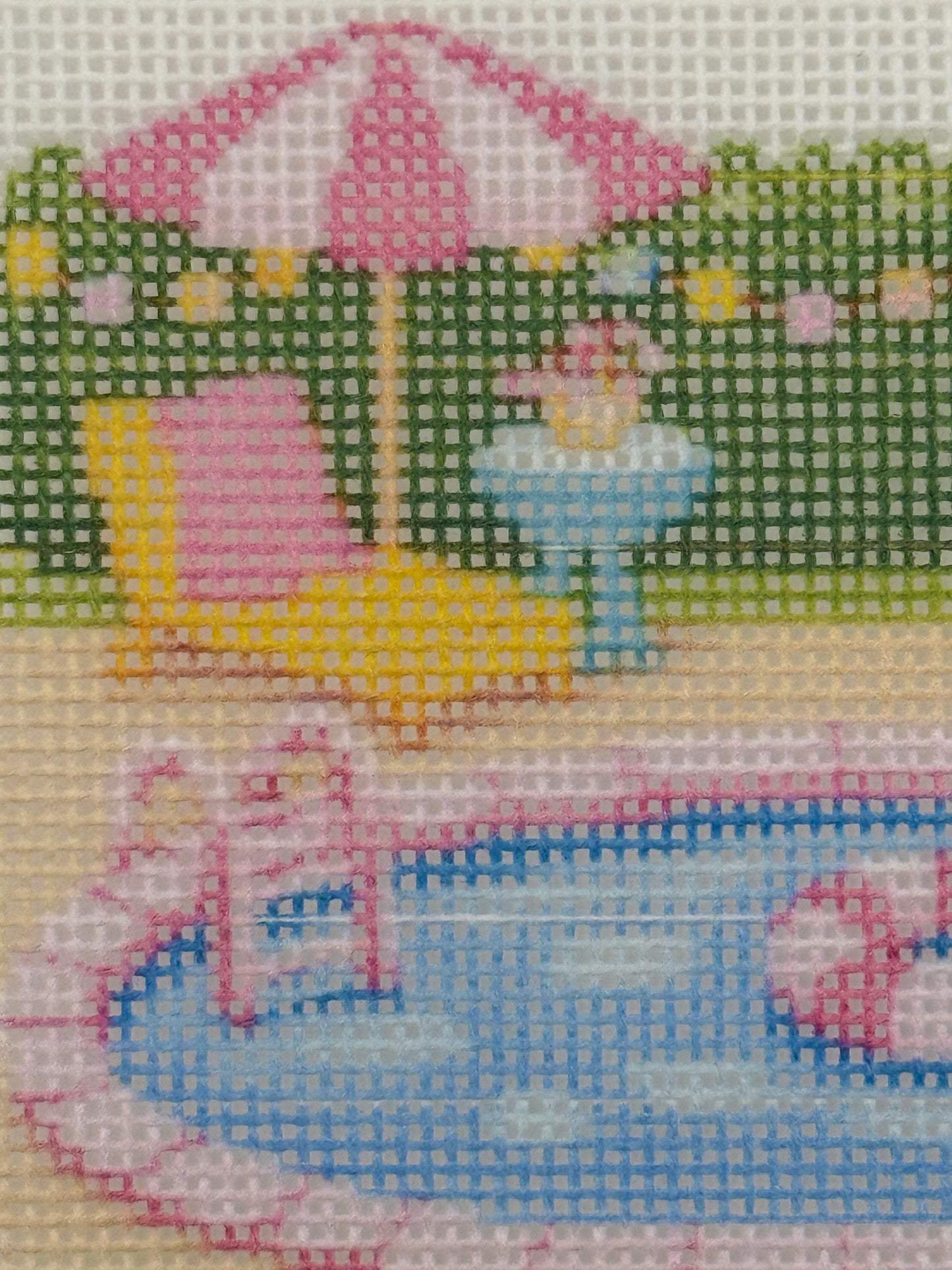 Lizzy Claire's Happy Neighborhood Pool  - 18 mesh - 6 x 6 - Needlepoint Canvas