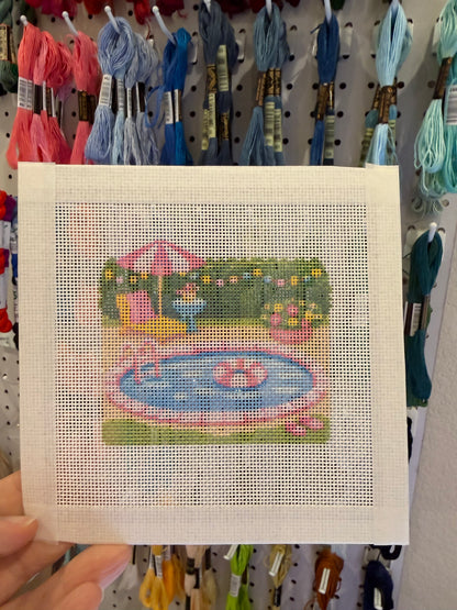 Lizzy Claire's Happy Neighborhood Pool  - 18 mesh - 6 x 6 - Needlepoint Canvas