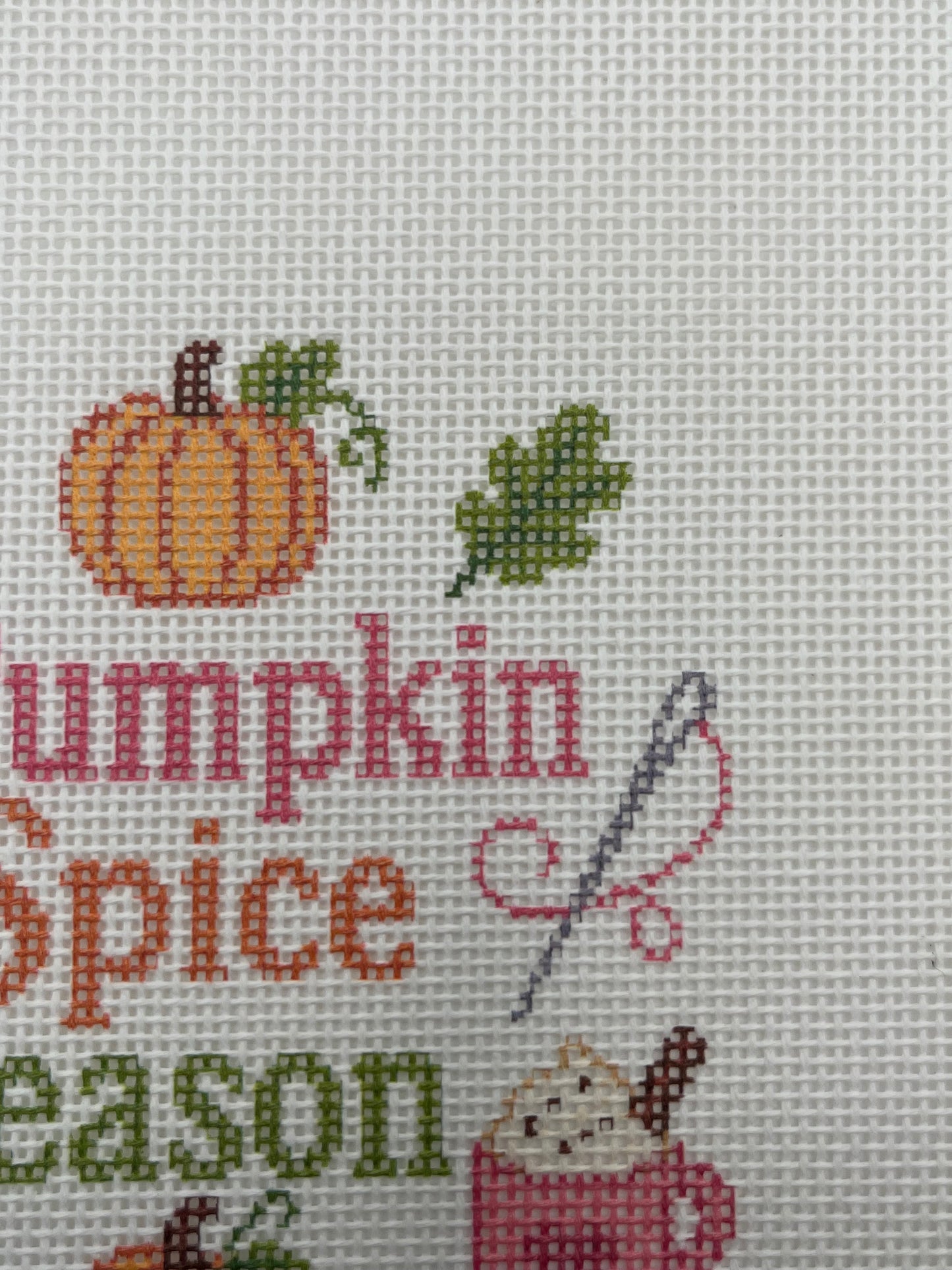 Pumpkin Spice Season - 18 mesh - 8 x 8 - Needlepoint Canvas
