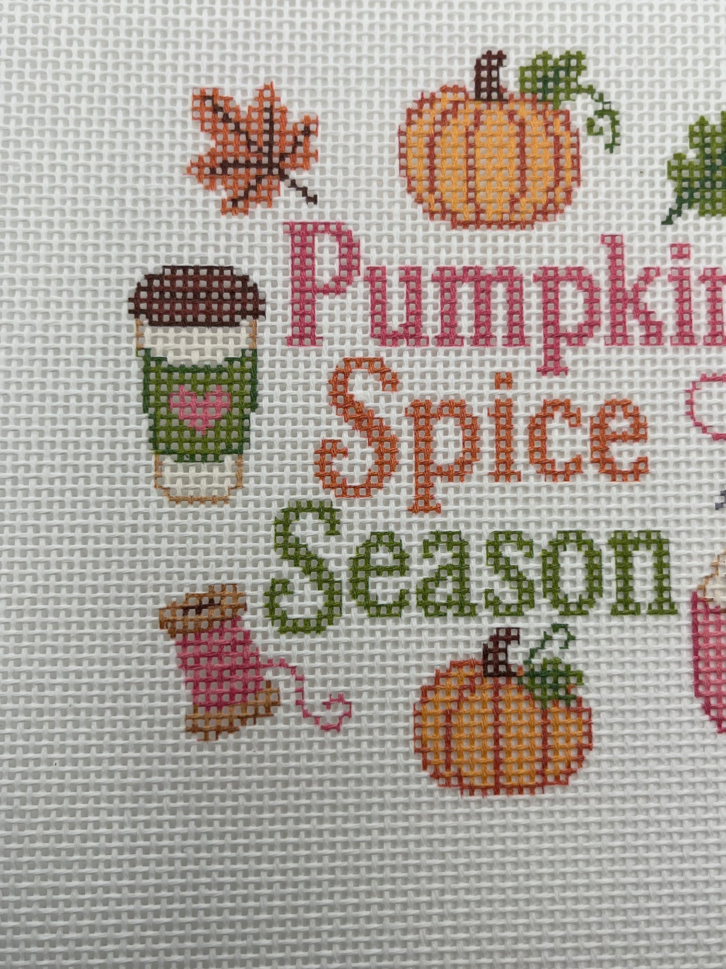 Pumpkin Spice Season - 18 mesh - 8 x 8 - Needlepoint Canvas