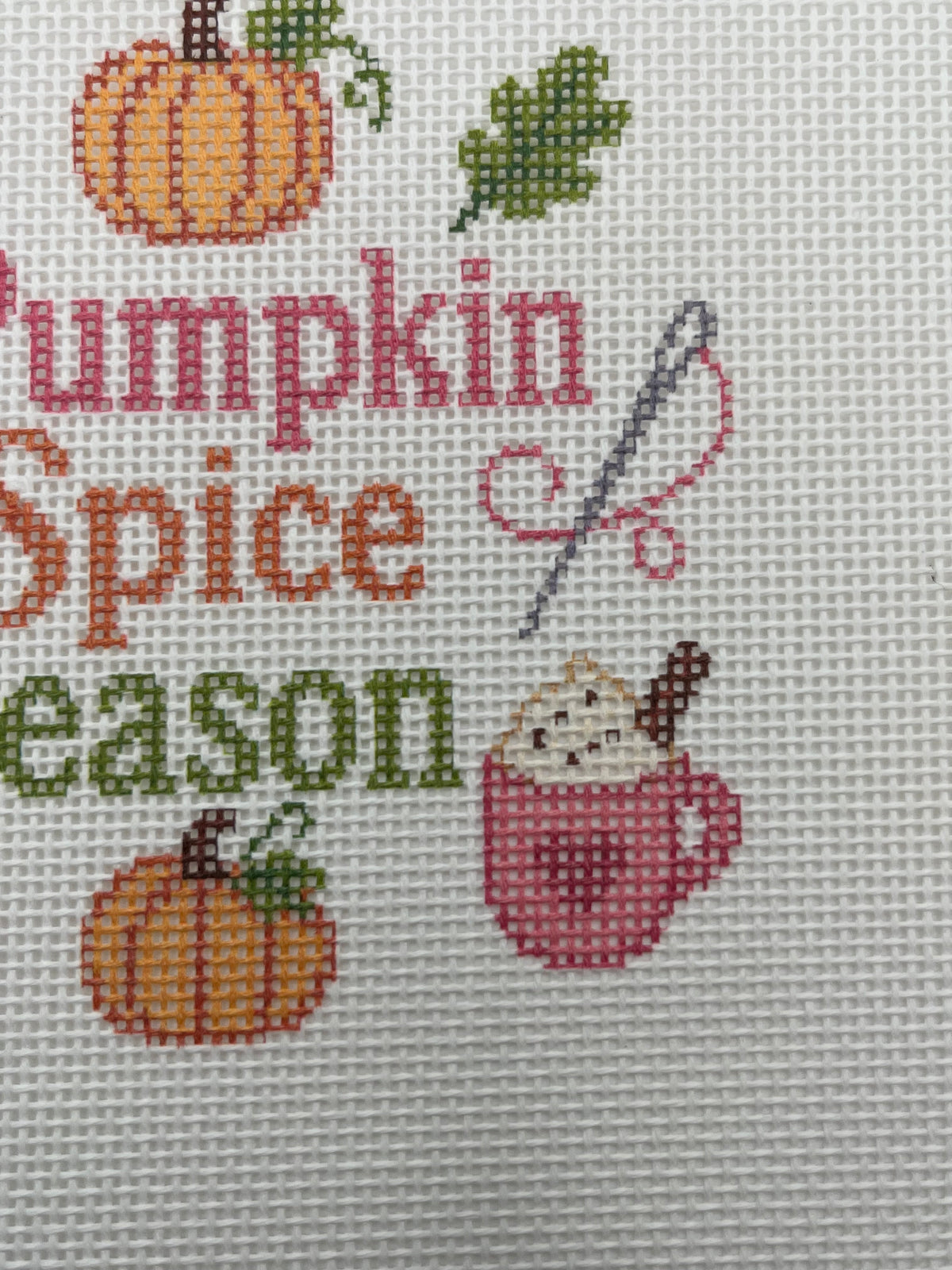 Pumpkin Spice Season - 18 mesh - 8 x 8 - Needlepoint Canvas