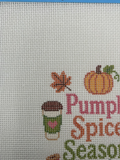 Pumpkin Spice Season - 18 mesh - 8 x 8 - Needlepoint Canvas