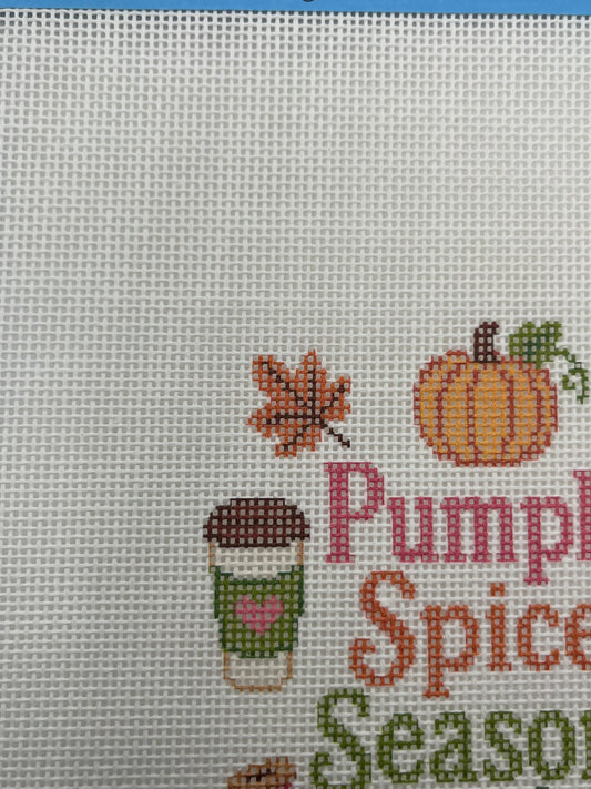 Pumpkin Spice Season - 18 mesh - 8 x 8 - Needlepoint Canvas