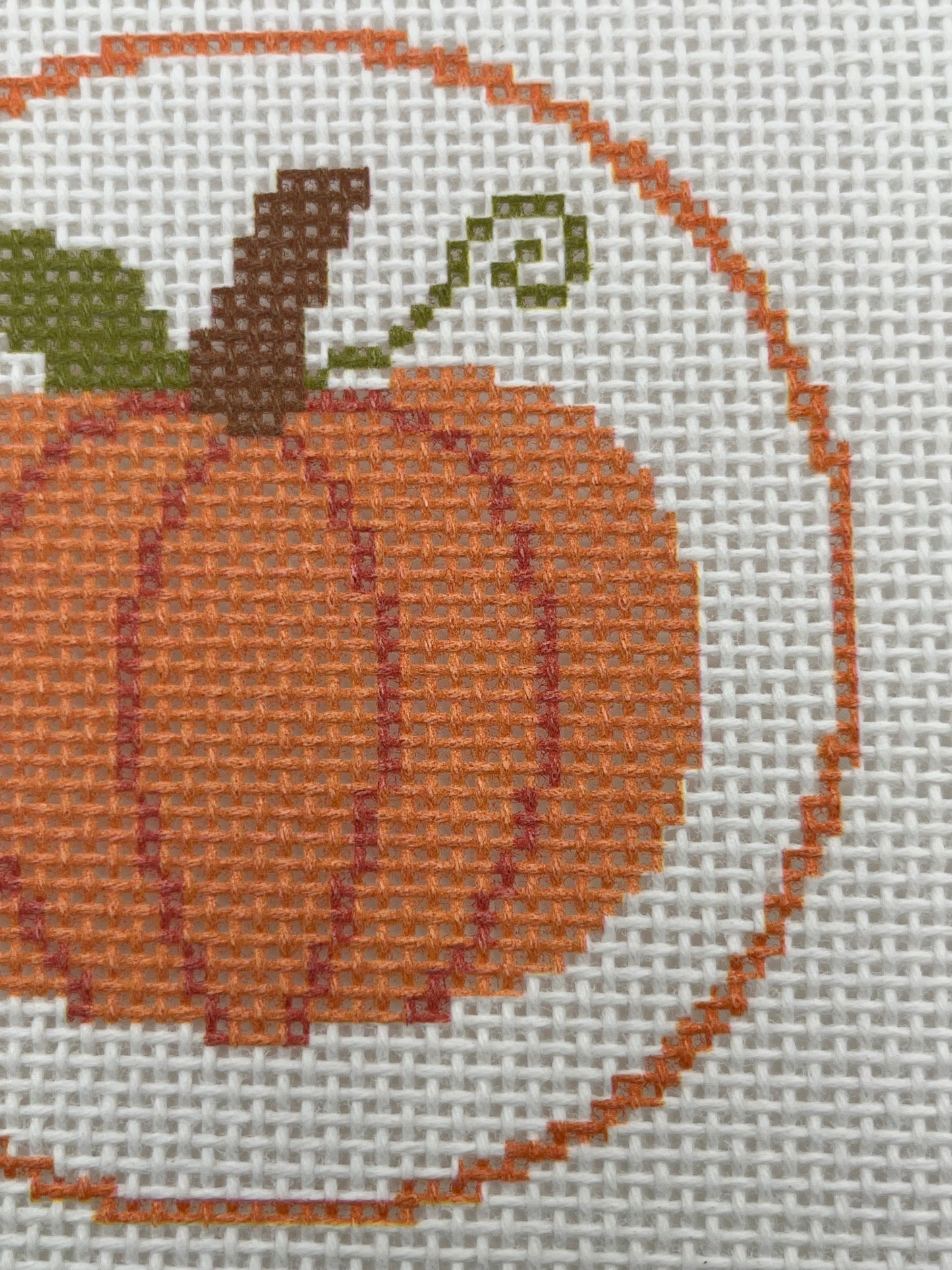 Pumpkin 4 inch Round - 13 mesh - 7 x 7 - Needlepoint Canvas