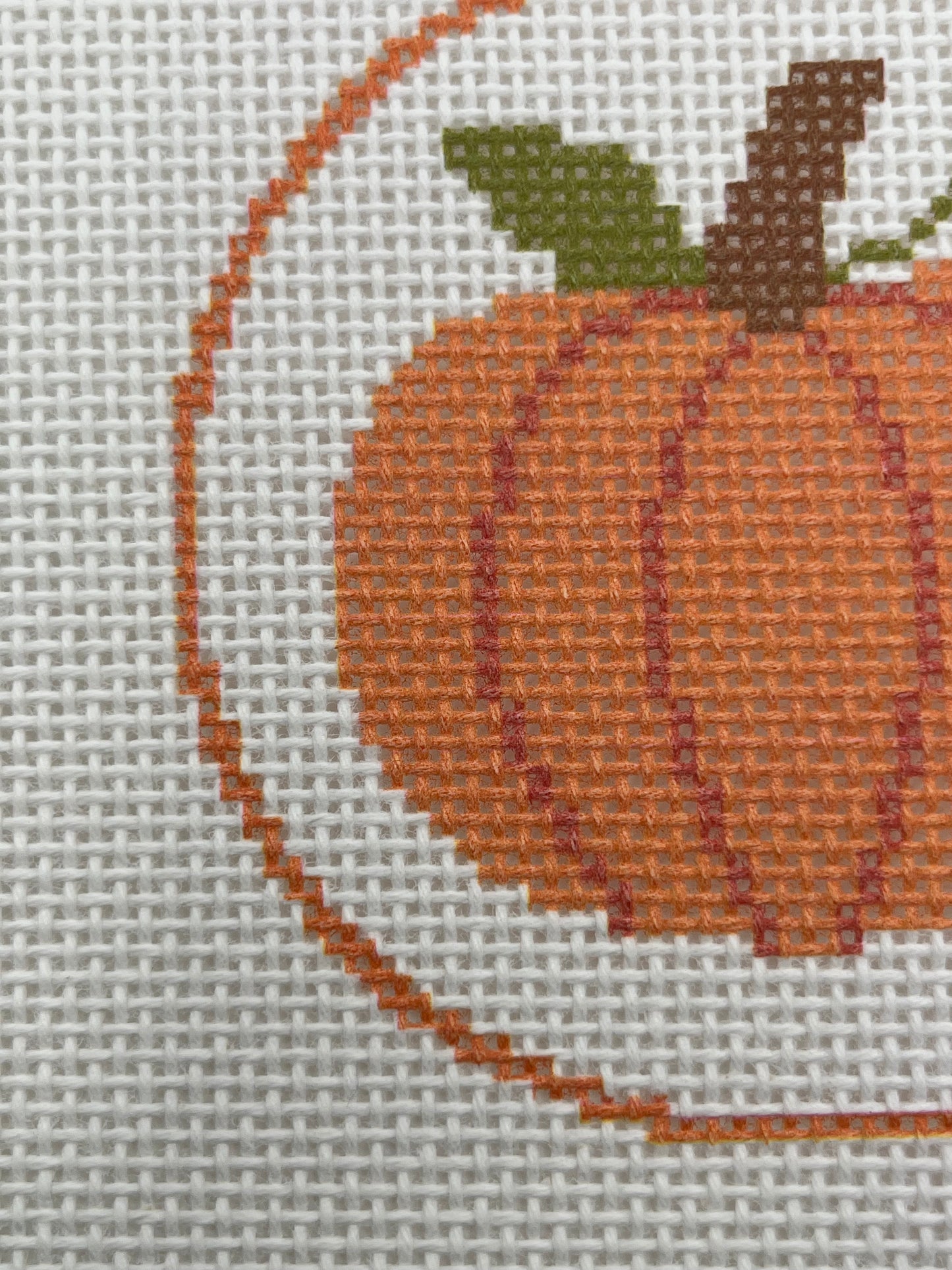 Pumpkin 4 inch Round - 13 mesh - 7 x 7 - Needlepoint Canvas